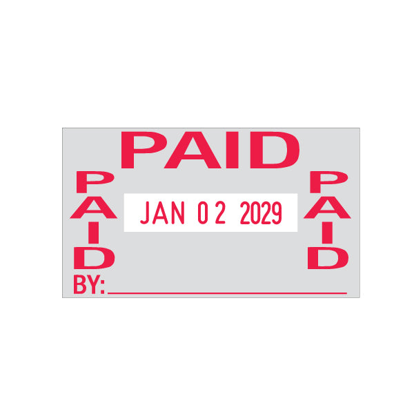 Paid By Date Rubber Stamp
